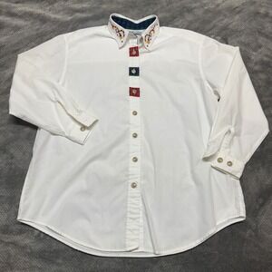 Cabin Creek Woman White Embroidered Tassel Plaid Accent Button Up Shirt 18W